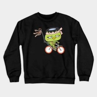 Funny Kappa Yokai on an Old school bicycle! Crewneck Sweatshirt